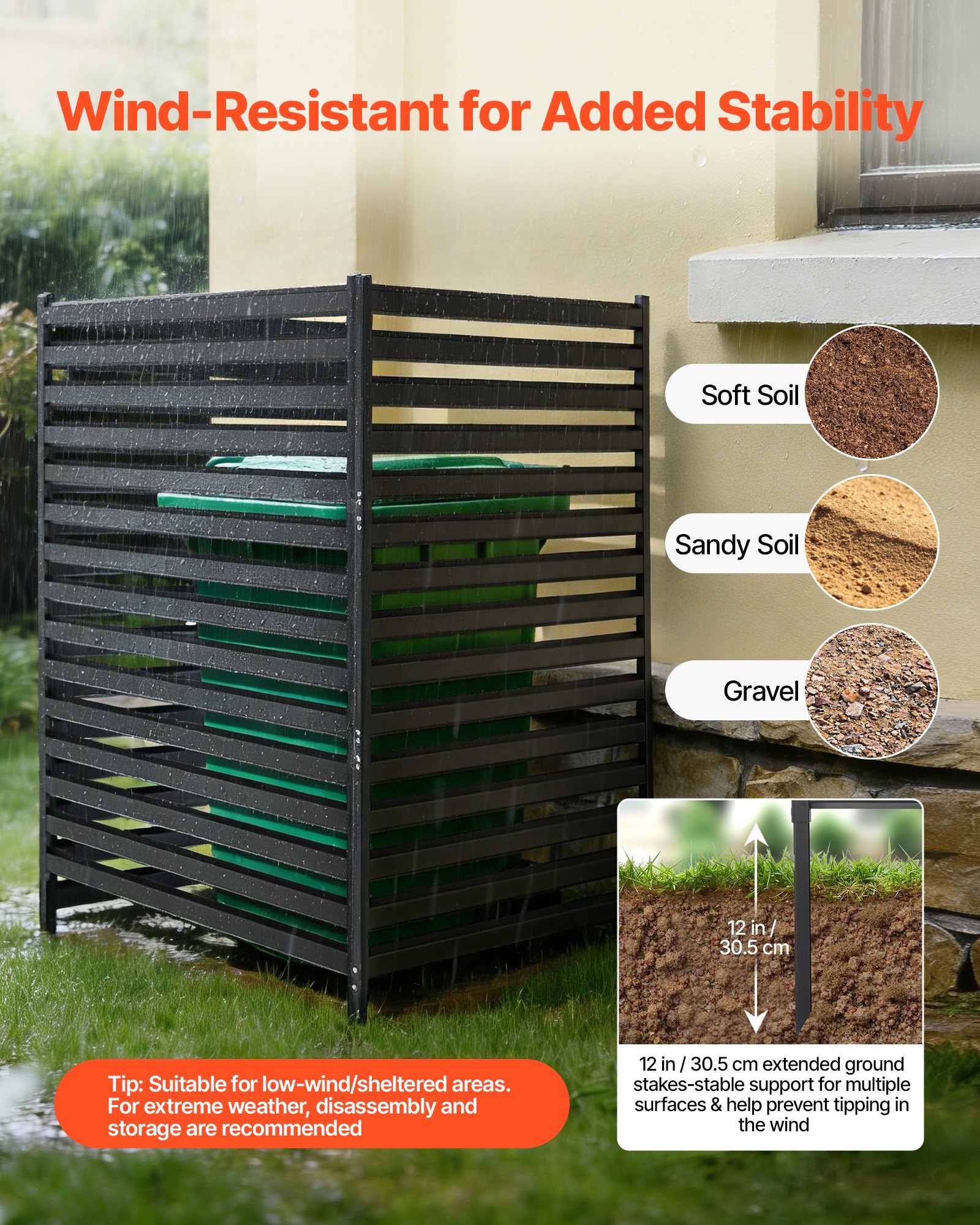 VEVOR Divisorio per Privacy in Metallo 96,5 x 152,4 cm Altezza Regolabile per Privacy Autoportante, Pannello Divisorio Schermo per Privacy in Acciaio Zincato Esterno per Giardino Cortile Piscina, Nero