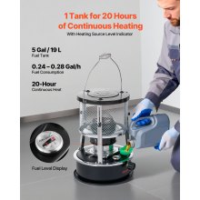 VEVOR Stufa a Cherosene Portatile da 9000 BTU, non Elettrica, per Interni ed Esterni, con Altezza e Fiamma Regolabili e Facile da Riporre, per Campeggio Caccia Cucina Casa Garage, Nero