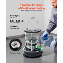 VEVOR Stufa a Cherosene Portatile da 9000 BTU, non Elettrica, per Interni ed Esterni, con Altezza e Fiamma Regolabili e Facile da Riporre, per Campeggio Caccia Cucina Casa Garage, Nero