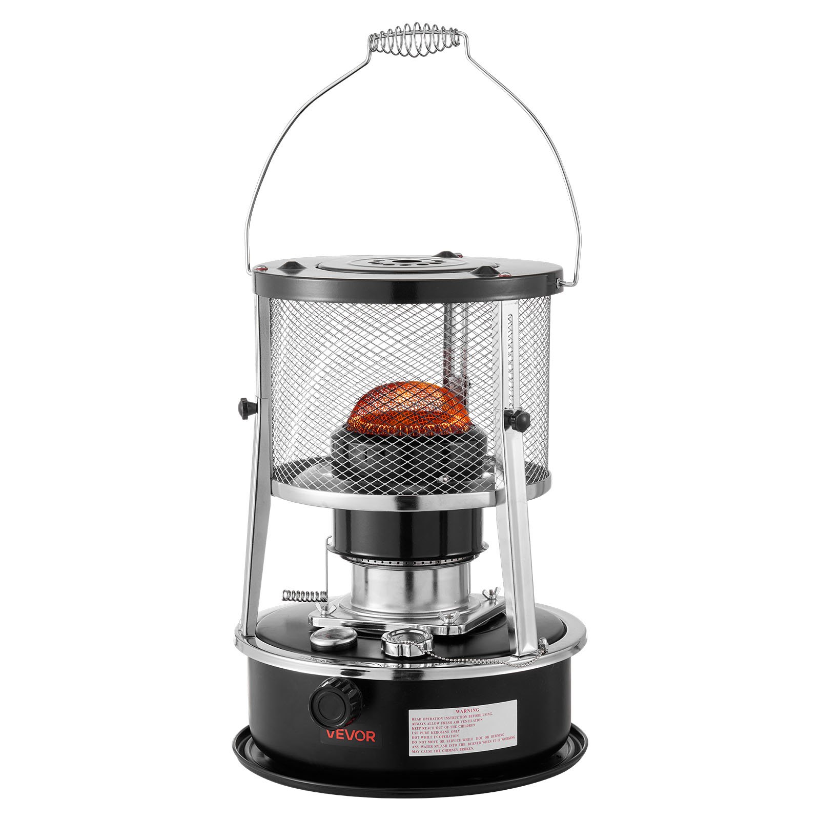 VEVOR Stufa a Cherosene Portatile da 9000 BTU, non Elettrica, per Interni ed Esterni, con Altezza e Fiamma Regolabili e Facile da Riporre, per Campeggio Caccia Cucina Casa Garage, Nero