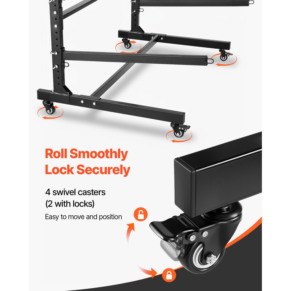 VEVOR Kayak Storage Rack for 2 Kayaks, Holds 80 kg, Heavy Duty Adjustable Freestanding Stand with Lockable Wheels for Indoor Outdoor Garage Shed Dock, Holder for Canoe, SUP, Surfboard & Paddleboard
