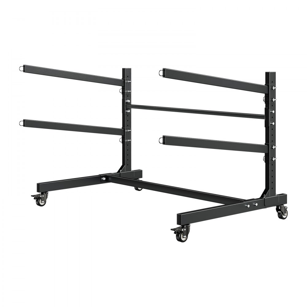 VEVOR Kayak Storage Rack for 2 Kayaks, Holds 80 kg, Heavy Duty Adjustable Freestanding Stand with Lockable Wheels for Indoor Outdoor Garage Shed Dock, Holder for Canoe, SUP, Surfboard & Paddleboard