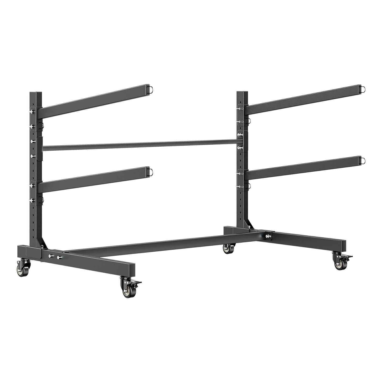 VEVOR Kayak Storage Rack for 2 Kayaks, Holds 80 kg, Heavy Duty Adjustable Freestanding Stand with Lockable Wheels for Indoor Outdoor Garage Shed Dock, Holder for Canoe, SUP, Surfboard & Paddleboard