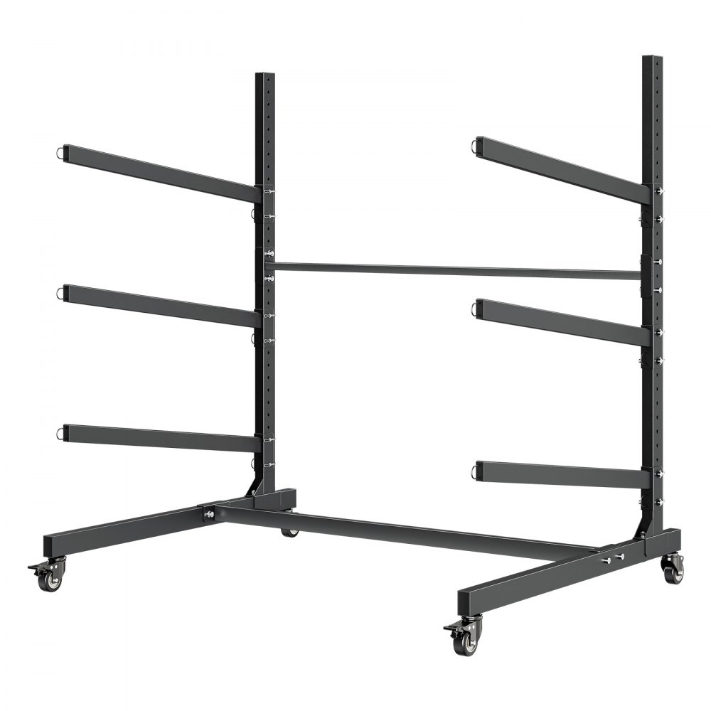 VEVOR Kayak Storage Rack for 3 Kayaks, Holds 90 kg, Heavy Duty Adjustable Freestanding Stand with Lockable Wheels for Indoor Outdoor Garage Shed Dock, Holder for Canoe, SUP, Surfboard & Paddleboard