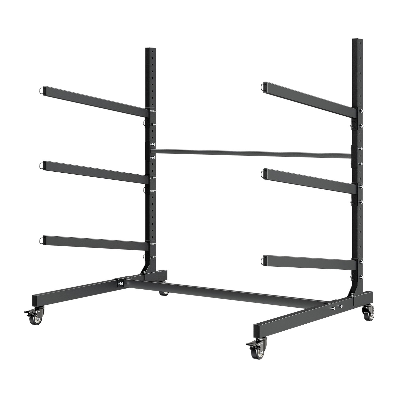 VEVOR Kayak Storage Rack for 3 Kayaks, Holds 90 kg, Heavy Duty Adjustable Freestanding Stand with Lockable Wheels for Indoor Outdoor Garage Shed Dock, Holder for Canoe, SUP, Surfboard & Paddleboard