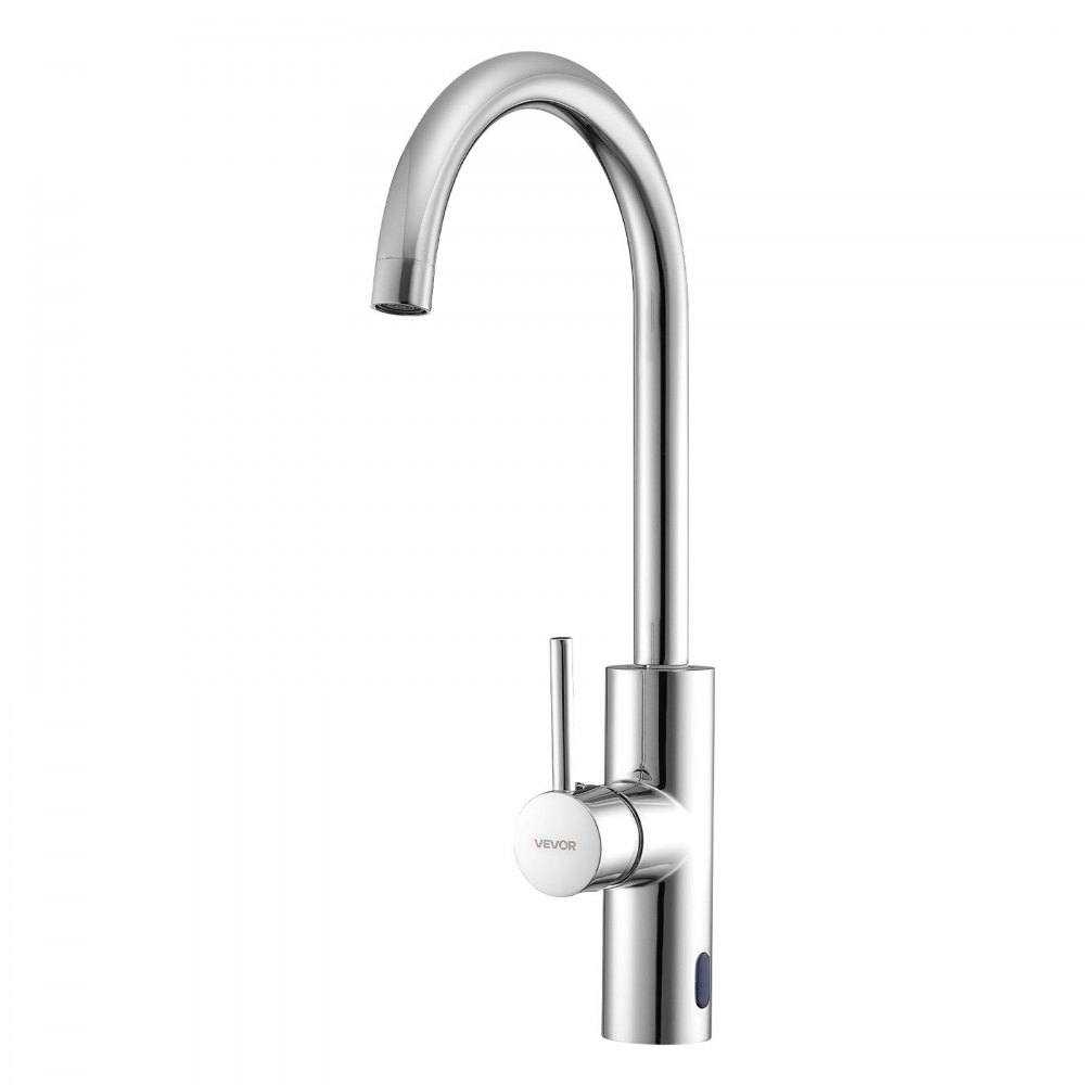 VEVOR Touchless Kitchen Bar Sink Faucet, Single Handle Automatic Motion Sensor Bathroom Faucet, Hands-Free Adjustable Cold Hot Water Mixer Flexible Swivel for 9.5 mm Pipe,Chrome Plated Silver