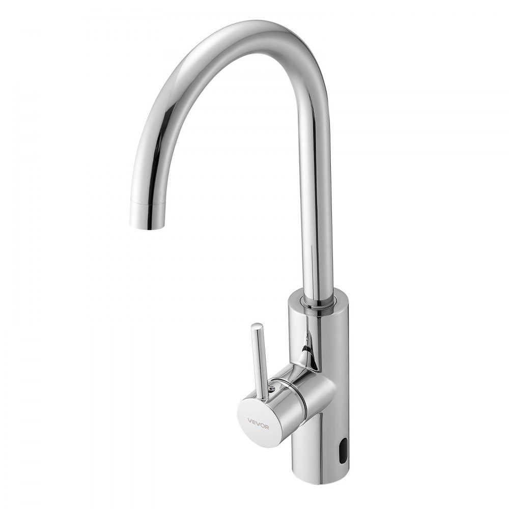 VEVOR Touchless Kitchen Bar Sink Faucet, Single Handle Automatic Motion Sensor Bathroom Faucet, Hands-Free Adjustable Cold Hot Water Mixer Flexible Swivel for 9.5 mm Pipe,Chrome Plated Silver
