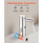 VEVOR Rubinetto per Lavabo Senza Contatto, Rubinetto Automatico con Sensore a Batteria con Miscelatore Maniglia Singola Regolabile a Mani Libere, Acqua Fredda e Calda, Argento Cromato