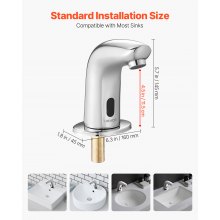 VEVOR Rubinetto per Lavabo Senza Contatto, Rubinetto Automatico a Batteria per Bagno e Lavandino con Sensore e Piastra di Copertura del Foro per Acqua Fredda, Colore Argento Cromato