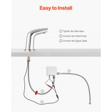 VEVOR Rubinetto per Lavabo Senza Contatto, Rubinetto Automatico a Batteria per Bagno e Lavandino con Sensore e Piastra di Copertura del Foro per Acqua Fredda, Colore Argento Cromato