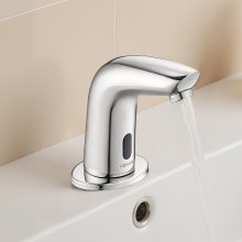 VEVOR Rubinetto per Lavabo Senza Contatto, Rubinetto Automatico a Batteria per Bagno e Lavandino con Sensore e Piastra di Copertura del Foro per Acqua Fredda, Colore Argento Cromato