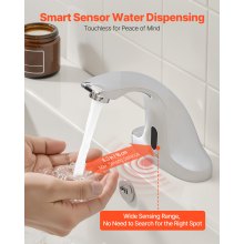 VEVOR Rubinetto per Lavabo Senza Contatto, in Acciaio Inossidabile 304, Rubinetto Automatico per Bagno, con Sensore per Acqua Fredda, Rubinetto a Batteria per Uso Commerciale, Colore Argento Cromato