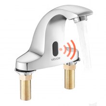 VEVOR Rubinetto per Lavabo Senza Contatto, in Acciaio Inossidabile 304, Rubinetto Automatico per Bagno, con Sensore per Acqua Fredda, Rubinetto a Batteria per Uso Commerciale, Colore Argento Cromato