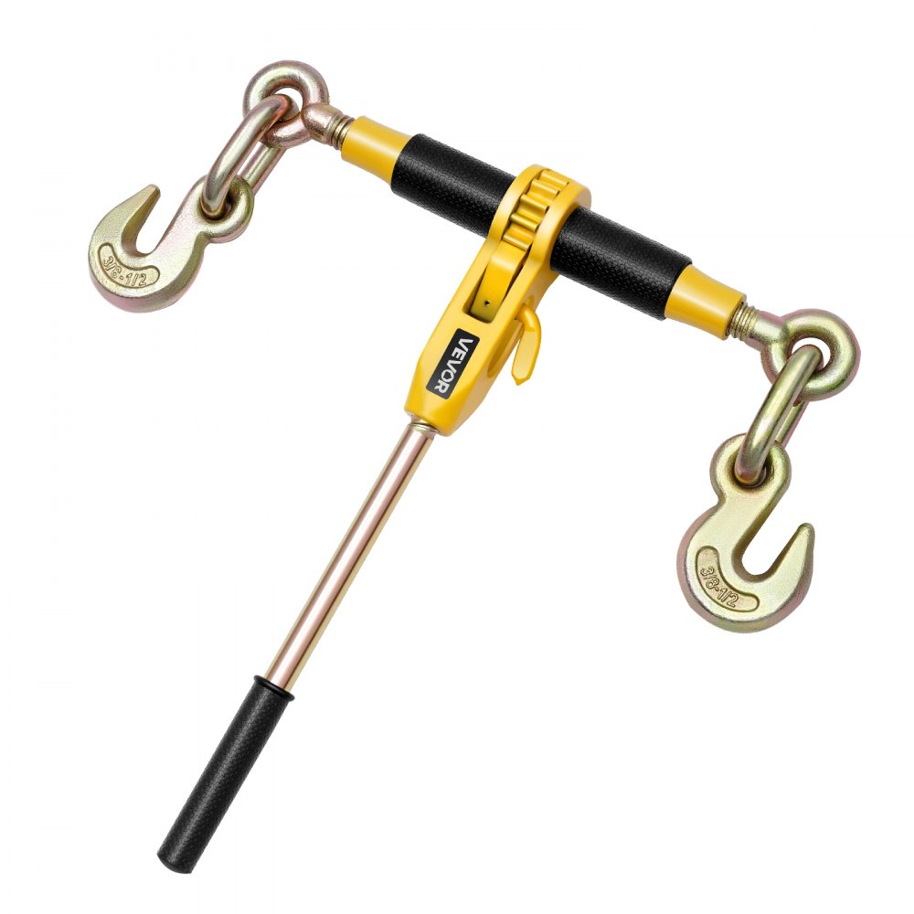 VEVOR Tenditore a Cricchetto con Catena di Ancoraggio G80 da 10 mm x 6,1 m, 4 pezzi, Carico max. 4173 kg, Ancoraggi per Catene di Trasporto, per Fissaggio di Carichi, Trasporto, Rimorchio