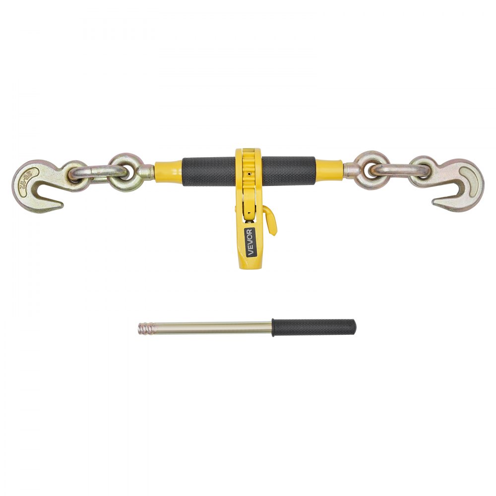 VEVOR Tenditore a Cricchetto con Catena di Ancoraggio G80 da 10 mm x 6,1 m, 4 pezzi, Carico max. 4173 kg, Ancoraggi per Catene di Trasporto, per Fissaggio di Carichi, Trasporto, Rimorchio