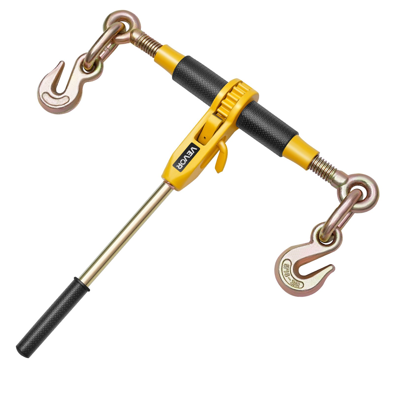 VEVOR Ratchet Chain Binder, 5/16 in x 12.8 ft G80 Chains, 8000 lbs Working Load of Ratchet Load Binder, Chains and Binders Set, Tie Down Hauling Chain Binders for Hauling, Towing, Logging (4 Sets)