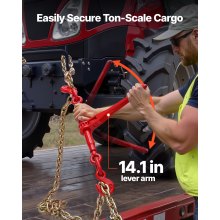 VEVOR Tenditore a Cricchetto con Catena di Ancoraggio G80 da 10 mm x 3 m, 8 pezzi, Carico max. 4173 kg, Ancoraggi per Catene di Trasporto, per Fissaggio di Carichi, Trasporto, Rimorchio
