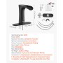 VEVOR Miscelatore Automatico senza Contatto per Lavabo Altezza 145 mm Nero Rubinetto con Sensore di Movimento, Ottone, Acqua Calda Fredda, Trattamento Rivestimento Elettroforetico, da Cucina Bagno