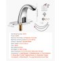 VEVOR Touchless Bathroom Sink Faucet, Automatic Motion Sensor Restroom Toilet Faucet with Hole Cover Plate, Battery Operated,Adjustable Temp for 9.5 mm Pipe Commercial Lavatory,Chrome Plated Silver