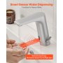 VEVOR Rubinetto per Lavabo Senza Contatto, Rubinetto Automatico con Sensore a Batteria, Miscelatore Maniglia Singola Regolabile a Mani Libere, Acqua Fredda e Calda, Argento Nichel Spazzolato