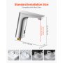 VEVOR Rubinetto per Lavabo Senza Contatto, Rubinetto Automatico con Sensore a Batteria, Miscelatore Maniglia Singola Regolabile a Mani Libere, Acqua Fredda e Calda, Argento Nichel Spazzolato