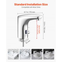 VEVOR Rubinetto per Lavabo Senza Contatto, Rubinetto Automatico con Sensore a Batteria per Bagno Miscelatore Maniglia Singola Regolabile a Mani Libere,  Acqua Fredda e Calda, Argento Cromato