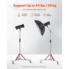 VEVOR Supporto per Luci con Rotelle 320 cm Supporto per Treppiede Carico 20 kg