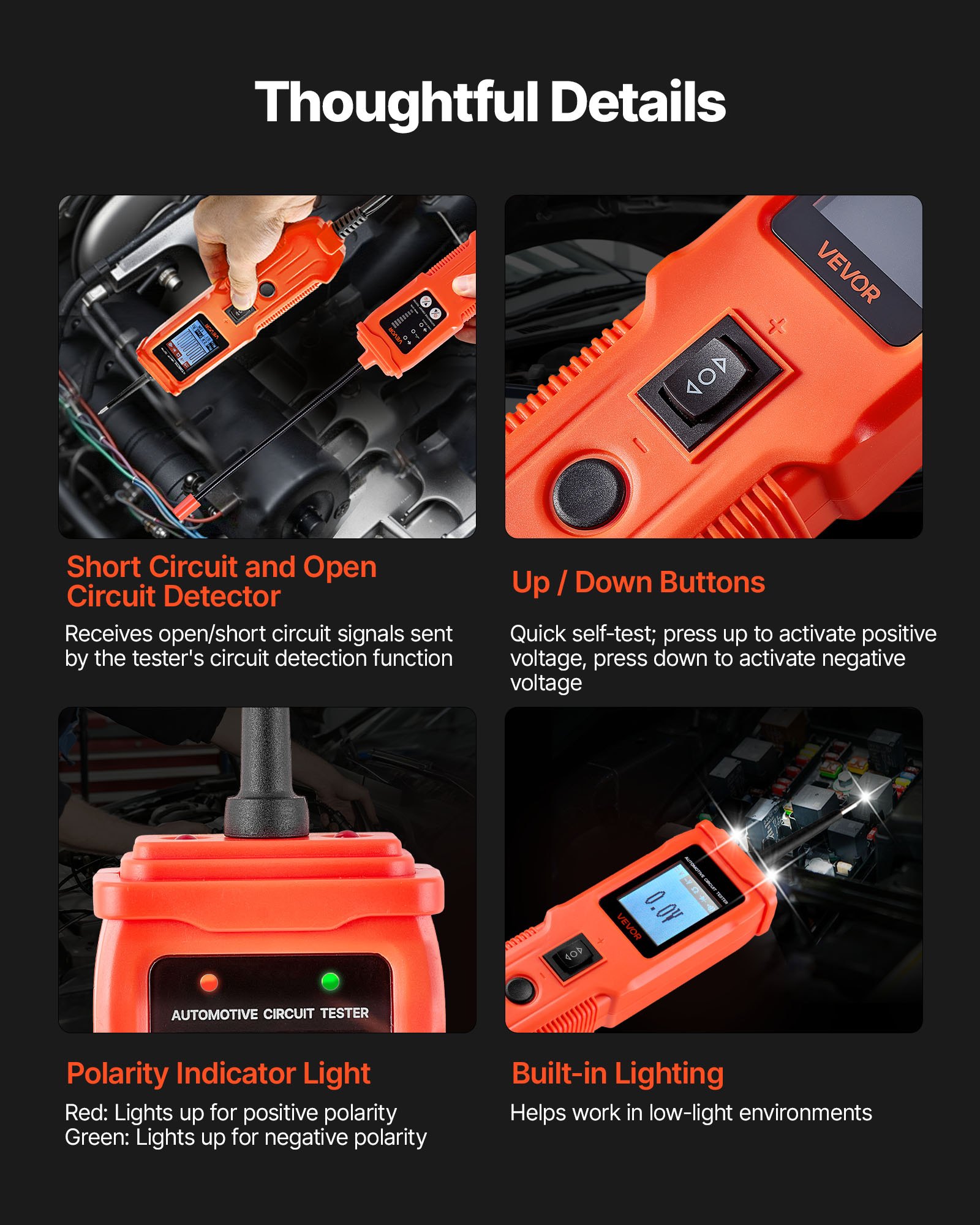 VEVOR Automotive Circuit Tester Kit, 8 - 35 DCV Power Circuit Probe Tester with TFT Color Display and Lighting, 2-in-1 Electrical Automotive Power Tester Probe with 19.7 ft / 6 m Extension Cable