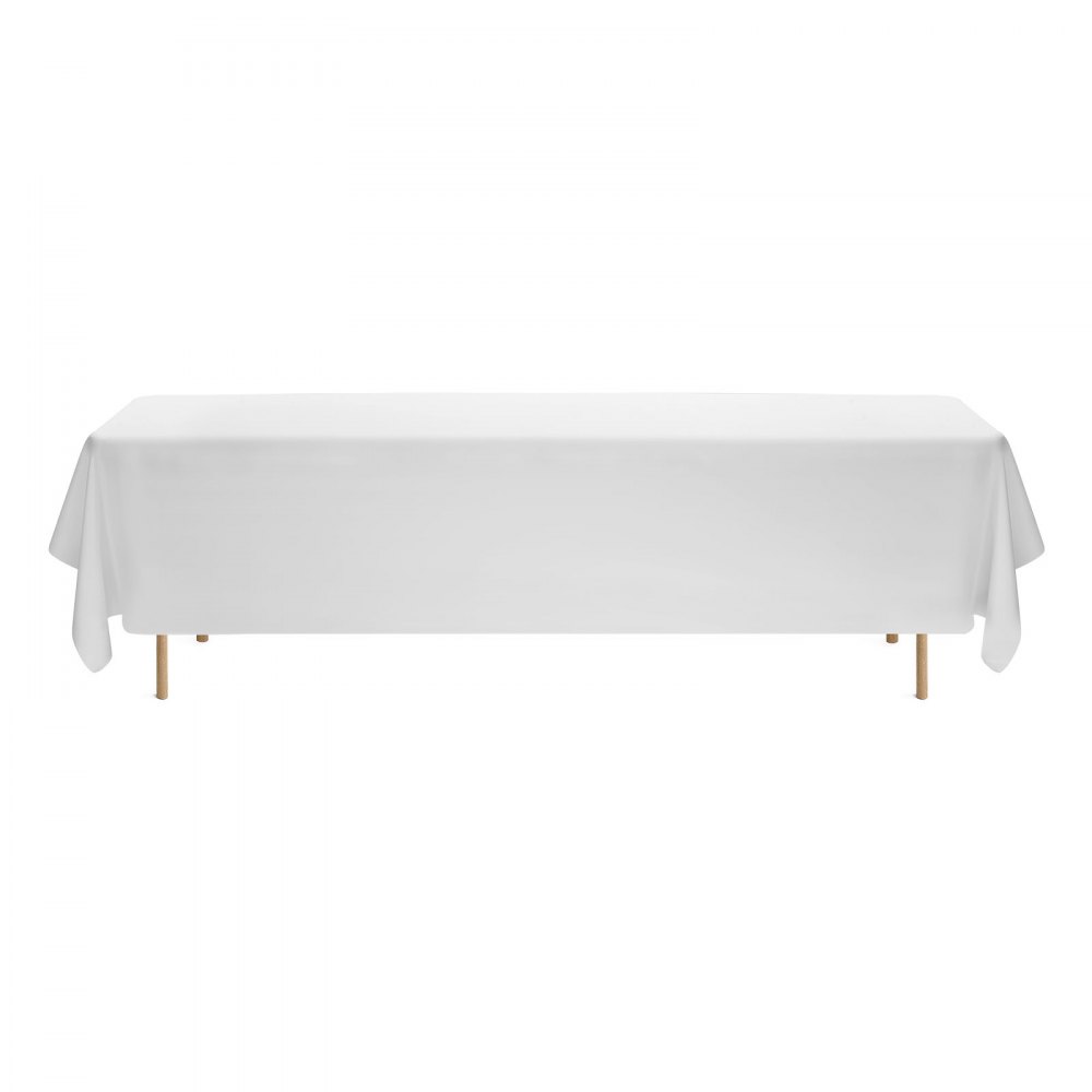 VEVOR Tovaglia per Tavolo Rettangolare, Tovaglia Lavabile in Lavatrice, Copritavolo in Tessuto di Poliestere Resistente alle Pieghe per Matrimonio, Festa, Banchetto, Bianco 6 Pezzi 2286 x 3353 mm