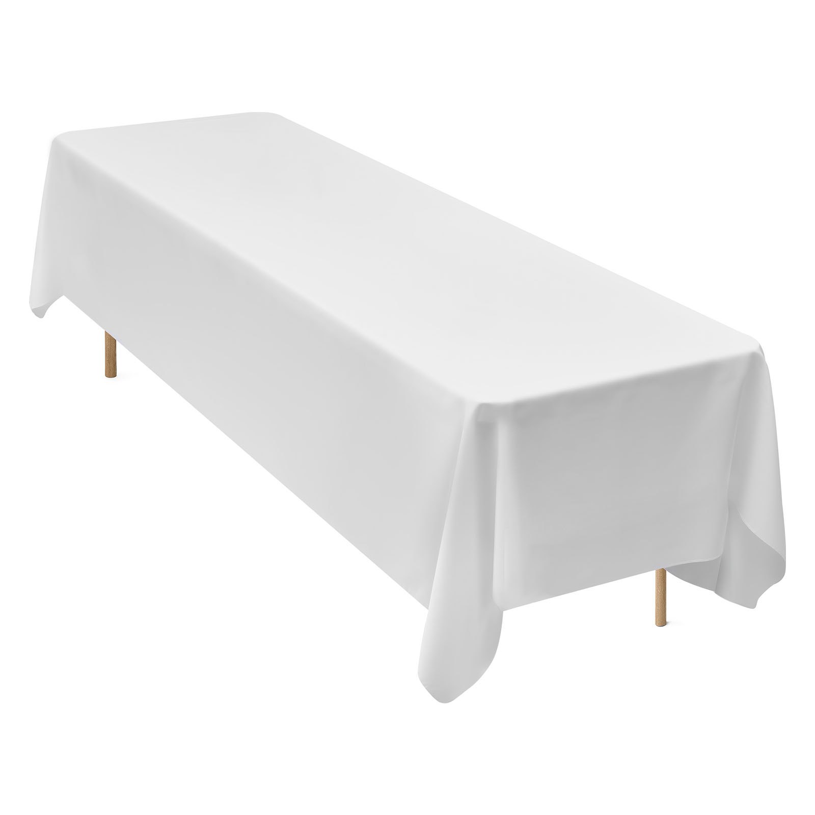 VEVOR Tovaglia per Tavolo Rettangolare, Tovaglia Lavabile in Lavatrice, Copritavolo in Tessuto di Poliestere Resistente alle Pieghe per Matrimonio, Festa, Banchetto, Bianco 6 Pezzi 2286 x 3353 mm