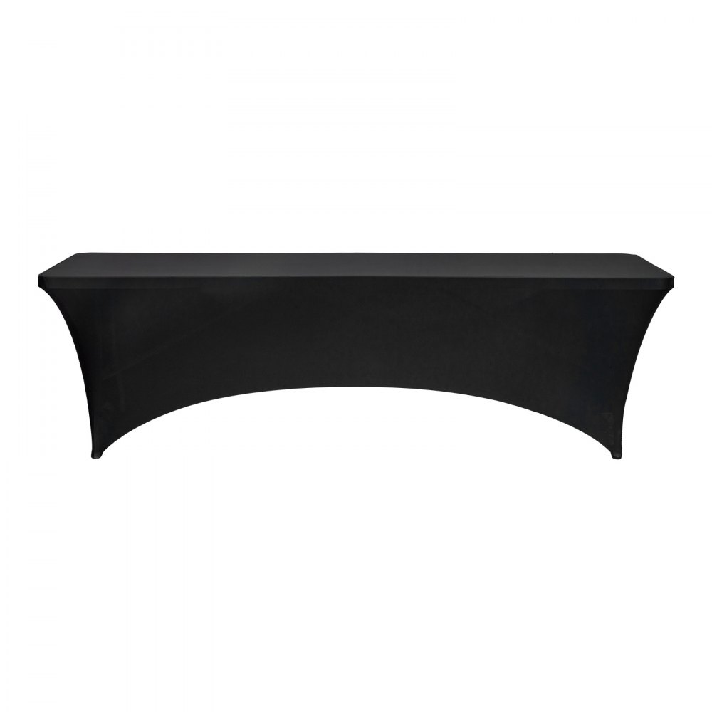 VEVOR Tovaglia Elasticizzata in Spandex Rettangolare, Tovaglia Protettiva Lavabile e Resistente alle Pieghe, per Tavolo da 2440 mm, Copritavolo per Festa, Matrimonio, Banchetto, Nero 6 Pezzi