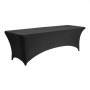 VEVOR Tovaglia Elasticizzata in Spandex Rettangolare, Tovaglia Protettiva Lavabile e Resistente alle Pieghe, per Tavolo da 2440 mm, Copritavolo per Festa, Matrimonio, Banchetto, Nero 6 Pezzi
