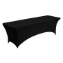 VEVOR Tovaglia Elasticizzata in Spandex Rettangolare, Tovaglia Protettiva Lavabile e Resistente alle Pieghe, per Tavolo da 2440 mm, Copritavolo per Festa, Matrimonio, Banchetto, Nero 6 Pezzi