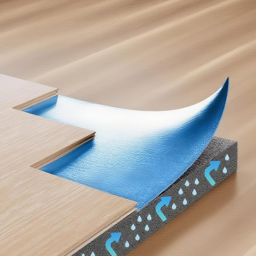 VEVOR Sottopavimento 18,6 m², Imbottitura per Pavimenti con Nastro Adesivo e Barriera al Vapore, Schiuma EPE ad Alta Resistenza con PE Blu, Isolamento Acustico e Riduce Rumore, per Laminato e Legno