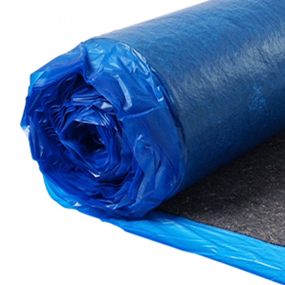 VEVOR Floor Underlayment 18.6 m²/Roll, 3 mm Thick Laminate Flooring Padding with Attached Vapor Barrier, Heavy Duty Fiber + PE Film, Soundproofing & Noise Reduction, Ideal for Vinyl Wood Flooring