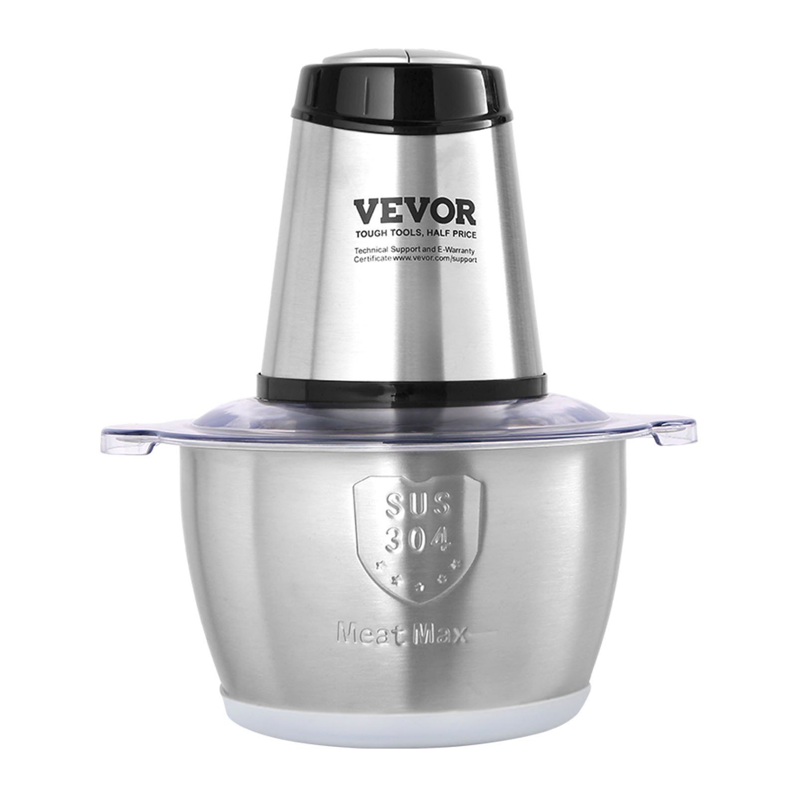 VEVOR Tritacarne Elettrico 400W Multifunzione da Cucina Capacità di Riempimento 2000mL 2 Velocità 3000 giri/min + 4000 giri/min, Tritatutto Elettrico con Ciotola in Acciaio Inox Mixer Multifunzionale