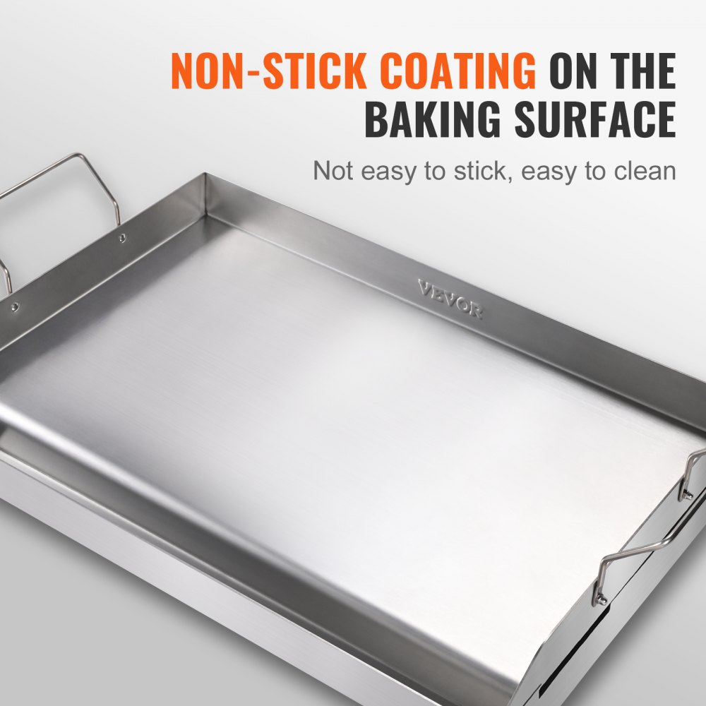 VEVOR Piastra Griglia, Piastra in Ghisa 587x395x99mm, Piastra Rettangolare Bifacciale Spessore 3,3mm, Piastra Antiaderente per Griglia Cottura, Piastra per Barbecue, Griglia a Gas, Argento