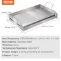 VEVOR Piastra Griglia, Piastra in Ghisa 587x395x99mm, Piastra Rettangolare Bifacciale Spessore 3,3mm, Piastra Antiaderente per Griglia Cottura, Piastra per Barbecue, Griglia a Gas, Argento
