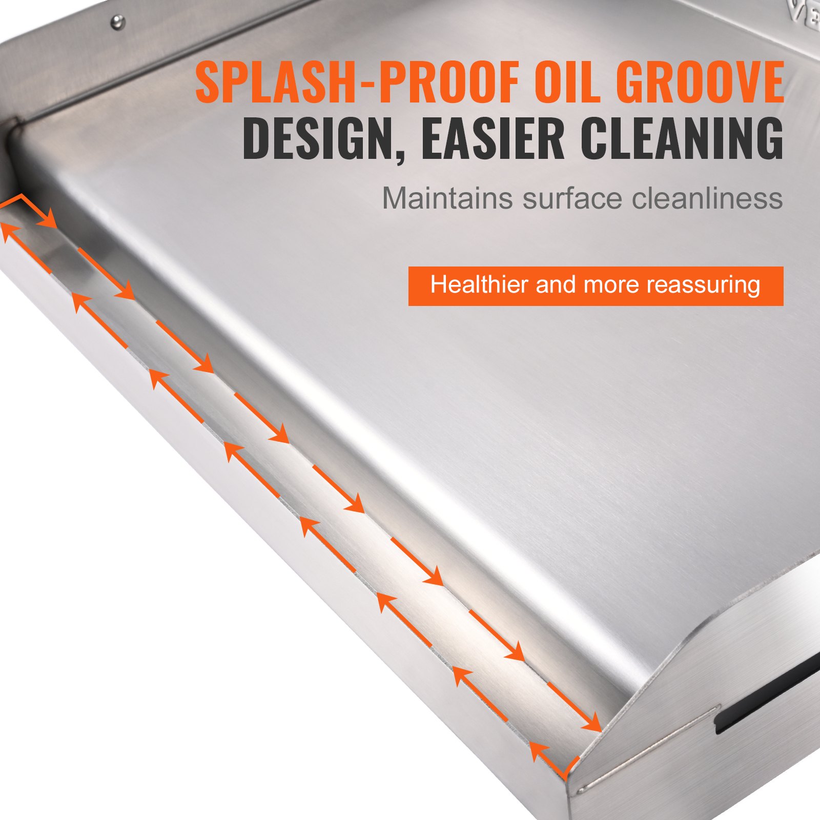 VEVOR Piastra Griglia, Piastra in Ghisa 587x395x99mm, Piastra Rettangolare Bifacciale Spessore 3,3mm, Piastra Antiaderente per Griglia Cottura, Piastra per Barbecue, Griglia a Gas, Argento