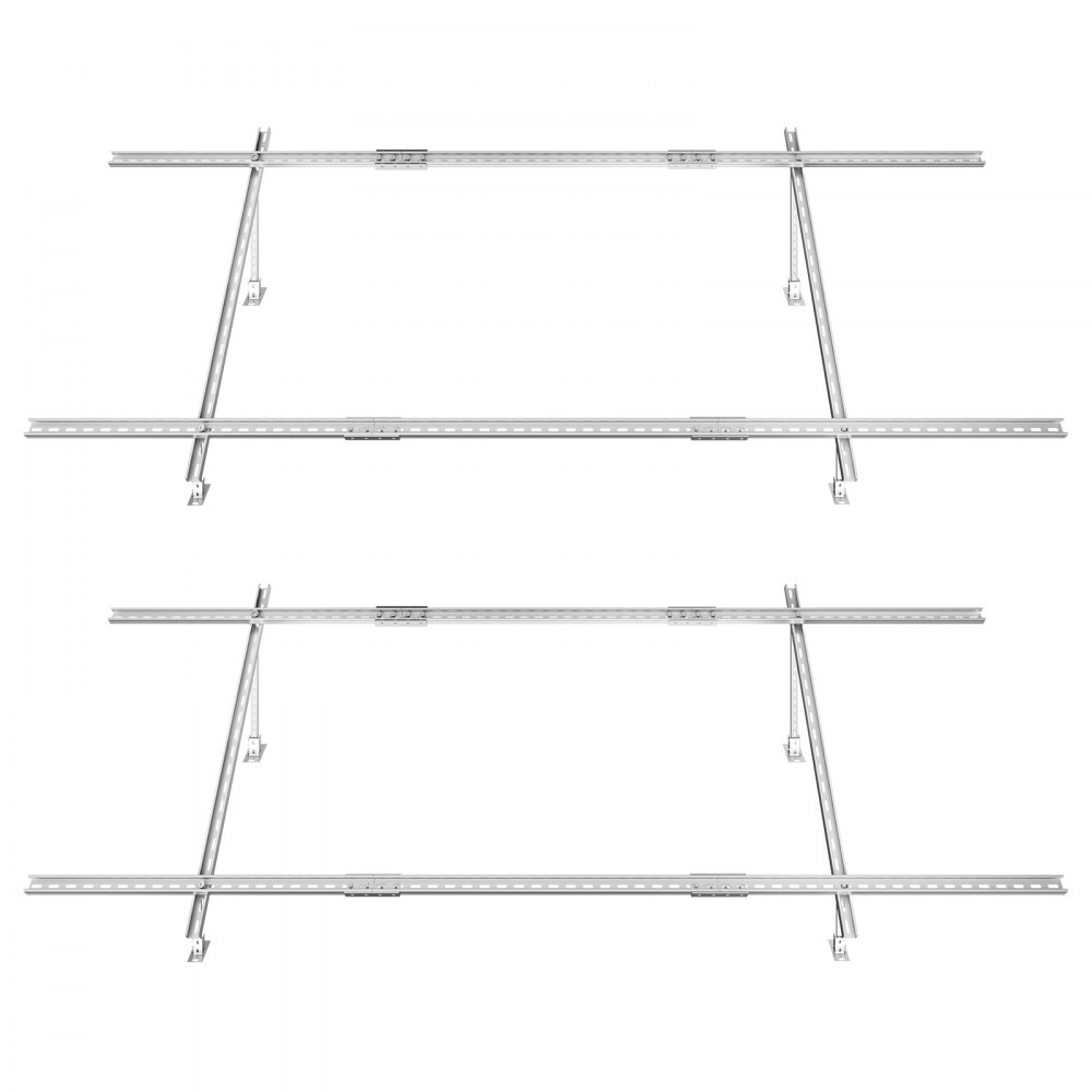 VEVOR Staffe di Montaggio per Pannelli Solari in Acciaio al Carbonio, 2 Set, Staffe per Pannelli Solari Multi-Pezzo Regolabili da 30° a 60° per 4-8 Pannelli Solari, per Montaggio a Terra per Fattorie