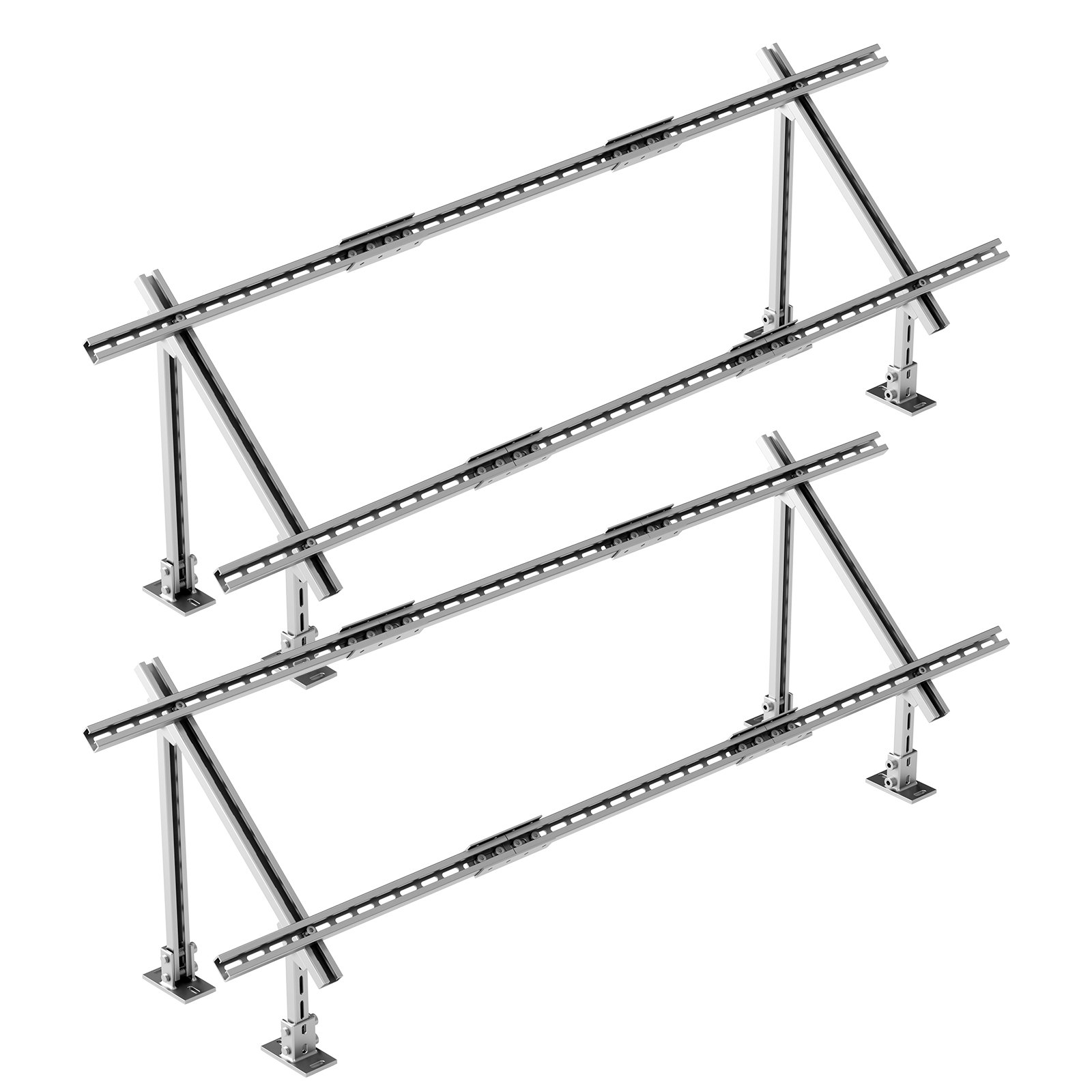 VEVOR Staffe di Montaggio per Pannelli Solari in Acciaio al Carbonio, 2 Set, Staffe per Pannelli Solari Multi-Pezzo Regolabili da 30° a 60° per 4-8 Pannelli Solari, per Montaggio a Terra per Fattorie