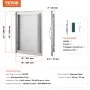 VEVOR Porta Accesso Barbecue, Porta Cucina Esterna Singola 407x559x46 mm, Porta Reversibile da Incasso in Acciaio Inox, con Maniglia, per Isola Barbecue, Armadio da Esterno, Grigliate
