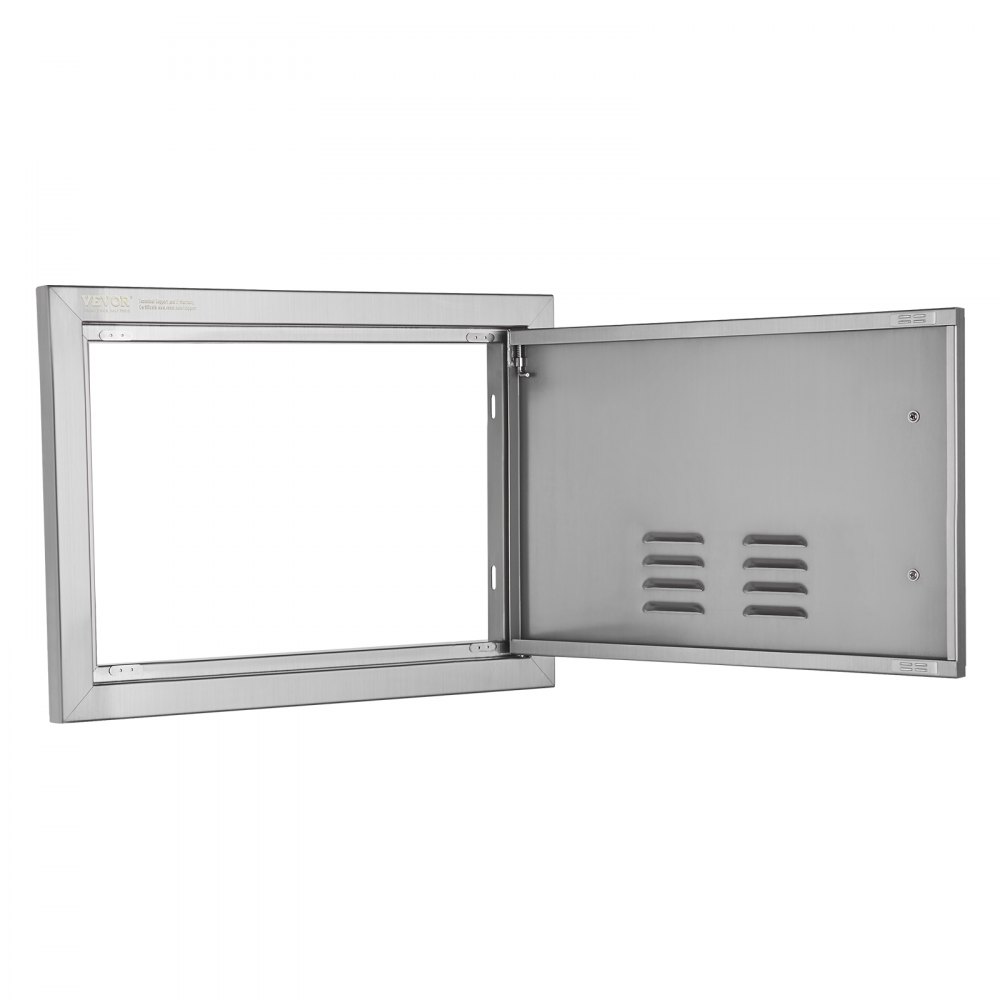 VEVOR Porta Accesso Cucina, Porta Cucina Esterna Singola 508x356x46 mm, Porta Reversibile da Incasso in Acciaio Inox, con Maniglia e Presa d'aria, per Isola Barbecue, Armadio da Esterno