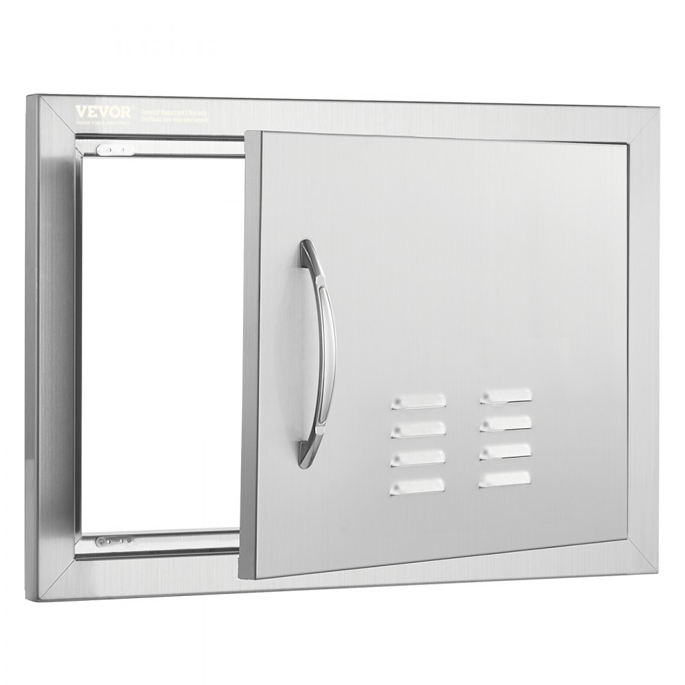 VEVOR Porta Accesso Cucina, Porta Cucina Esterna Singola 508x356x46 mm, Porta Reversibile da Incasso in Acciaio Inox, con Maniglia e Presa d'aria, per Isola Barbecue, Armadio da Esterno