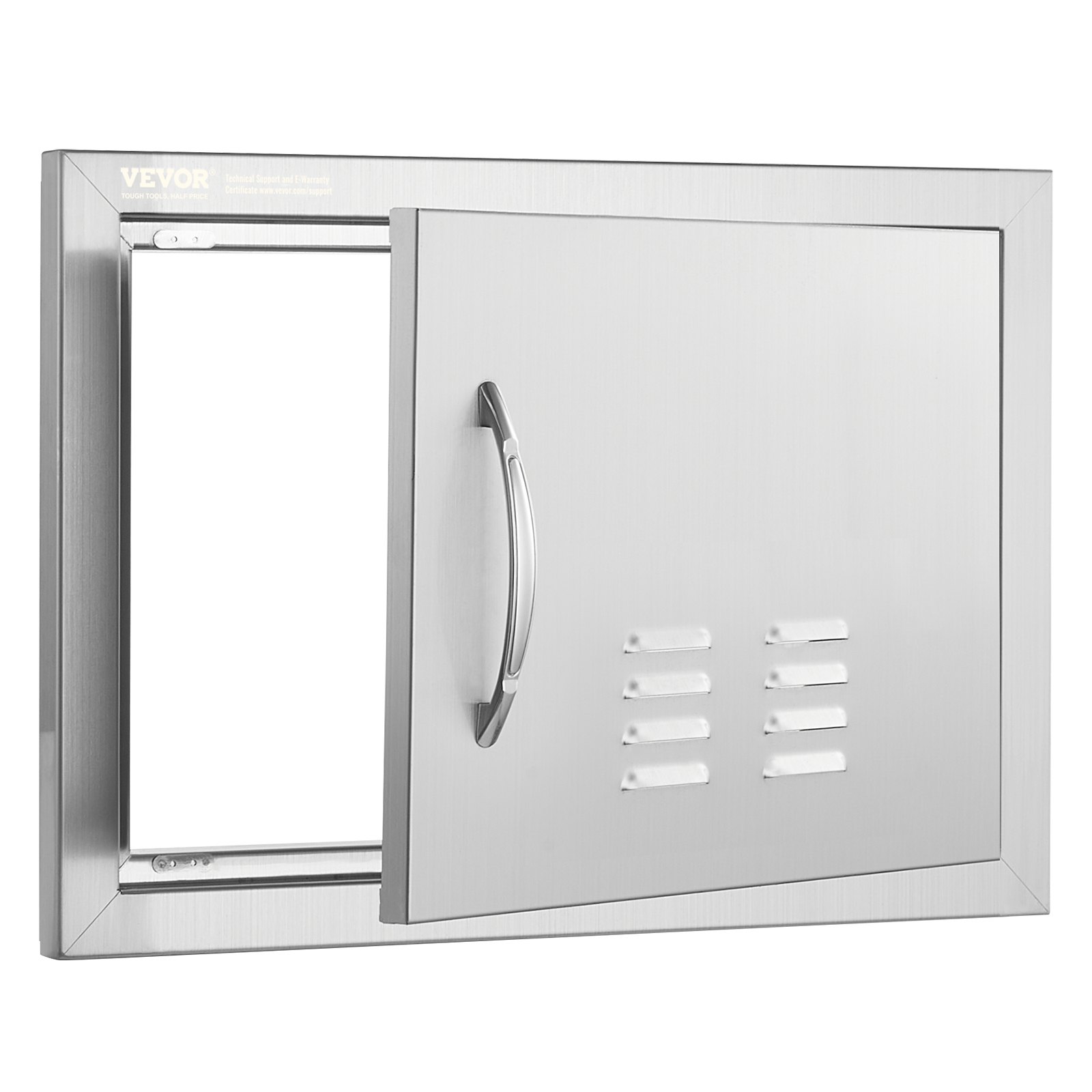 VEVOR Grill Access Door, 508 x 356 mm, Single Outdoor Kitchen Door, Flush Mounted Stainless Steel Door, Vertical Wall Door with Handle and Ventilation Slots, for Grill Island, Grill Station, Outdoor Cabinet