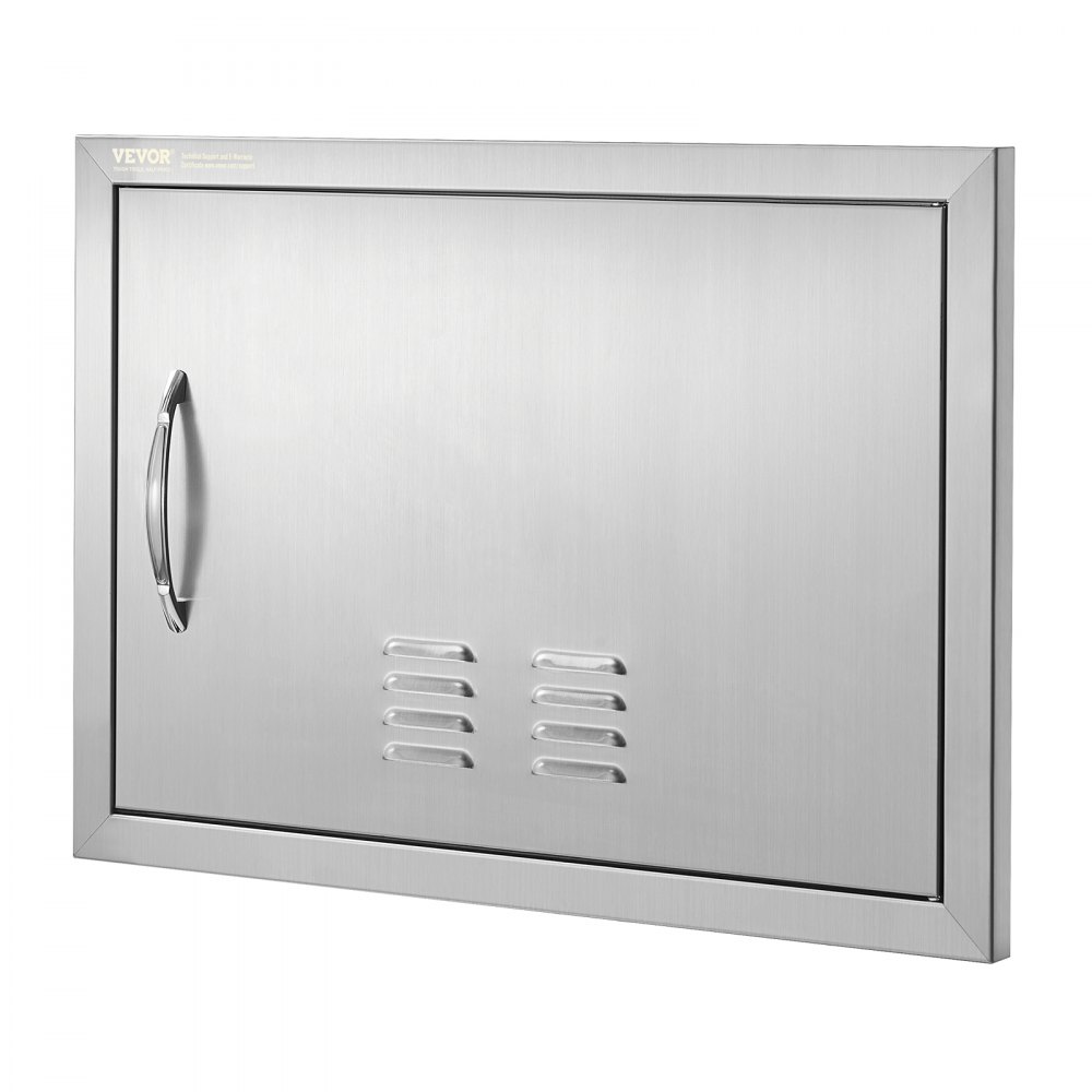 VEVOR Grill Access Door, 610 x 432 mm, Single Outdoor Kitchen Door, Flush Mounted Stainless Steel Door, Vertical Wall Door with Handle and Ventilation Slots, for Grill Island, Grill Station, Outdoor Cabinet
