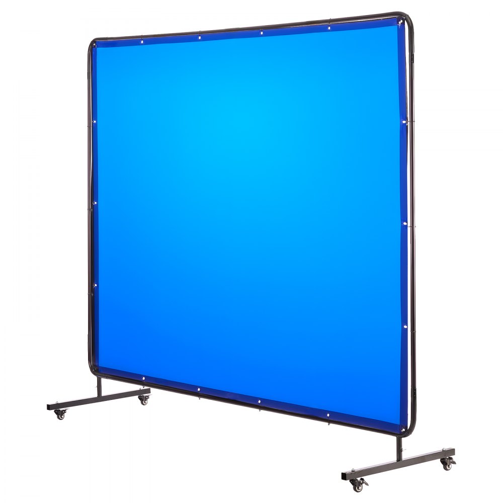 VEVOR Schermo Protettivo per Saldatura con Telaio Tenda 1740 x 2340 mm, Schermo per Saldatura di Sicurezza in Vinile Ignifugo Telaio con Ruote Girevoli Bloccabili per Garage Officina, Blu