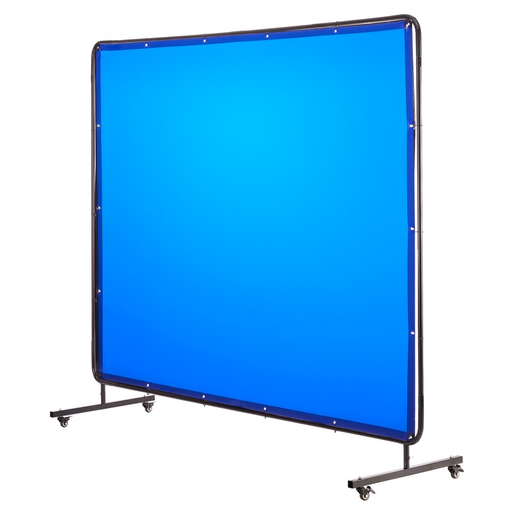 VEVOR Schermo Protettivo per Saldatura con Telaio Tenda 1740 x 2340 mm, Schermo per Saldatura di Sicurezza in Vinile Ignifugo Telaio con Ruote Girevoli Bloccabili per Garage Officina, Blu