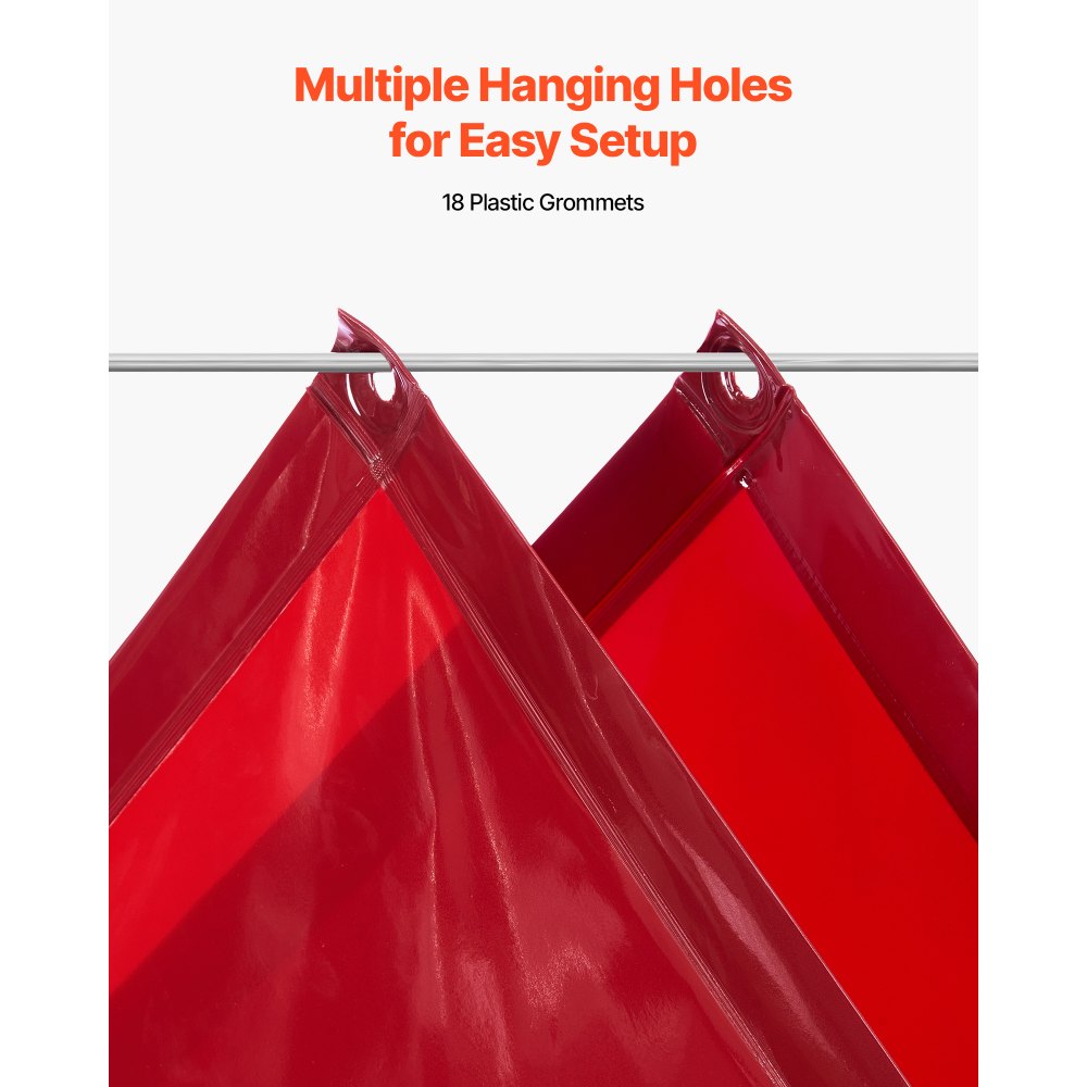 VEVOR Tenda di Protezione per Saldatura 1740 x 2340 mm 2 pezzi Tenda per Schermo di Saldatura, Schermo Protettivo di Sicurezza in Vinile Ignifugo con Protezione UV Fori per Appendere, Rosso
