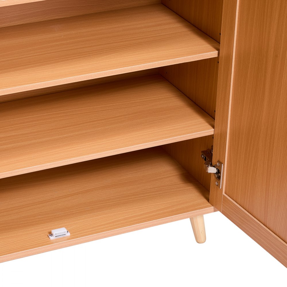 VEVOR Scarpiera in Rattan a 5 Ripiani, Organizzatore per Scarpe Stretto, 2 Ante e Ripiani Regolabili, Mobiletto per Ingresso in Rattan Alto 1025 mm per Ripostiglio, Corridoio, Colore Legno Chiaro